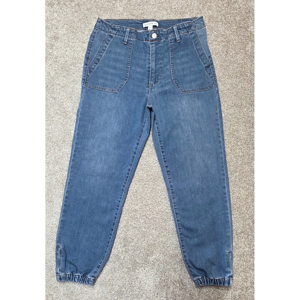 And Now This Womens Medium Wash Denim Joggers Size 30 High Ankle Zip Jeans
418